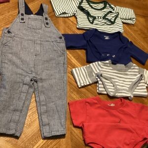 12-18months baby clothes see pictures 4 onesies 1 overalls multi brands